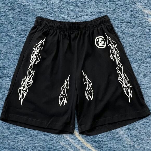 Men's Black Flame Graphic Athletic Shorts - Picture 1 of 5
